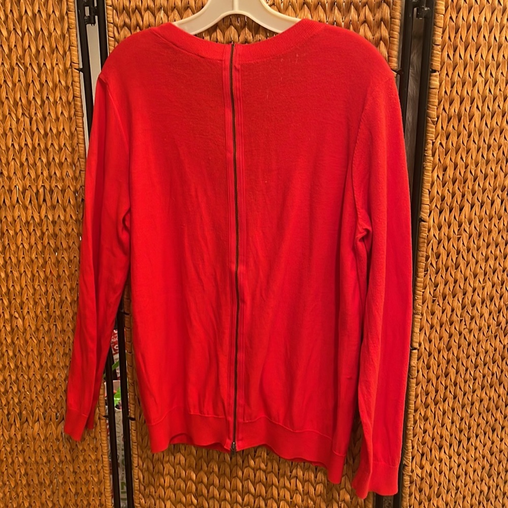 Cabi “Cobblestone” Red Zippered Back Button Front… - image 8